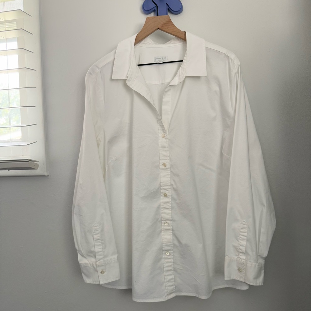 J.Jill 3X Perfect Shirt Long Sleeve Button White Classic Minimalist Office Work
